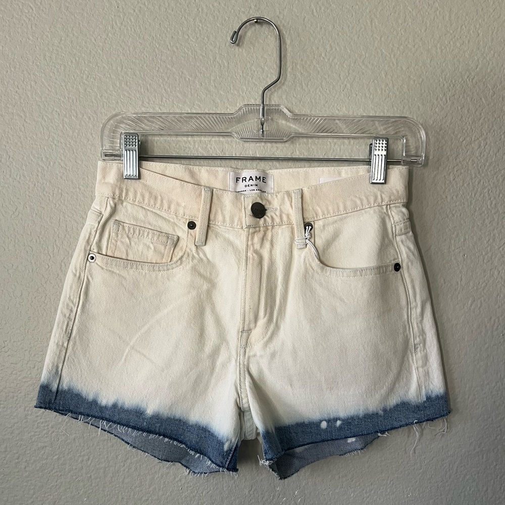 FRAME Two Tone White & Blue Le Bridgette High Waisted Short Women’s Size 25 NWT